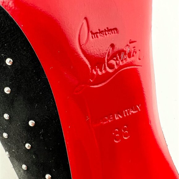 Christian Louboutin Hot Chick Plume 100 Suede Studded Pumps Black 38 - Picture 7 of 10